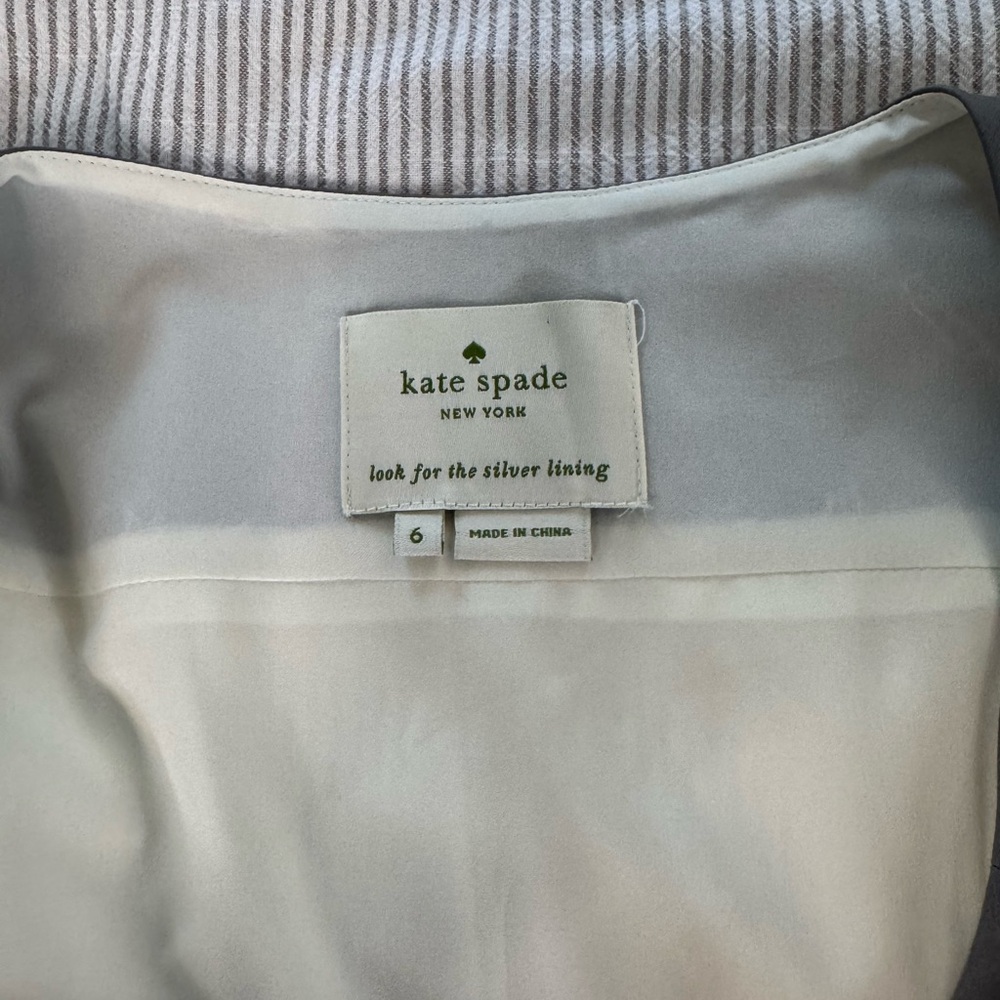 KATE SPADE size 6 Grey and Cream Striped Audette Dress with pockets - Picture 5 of 14